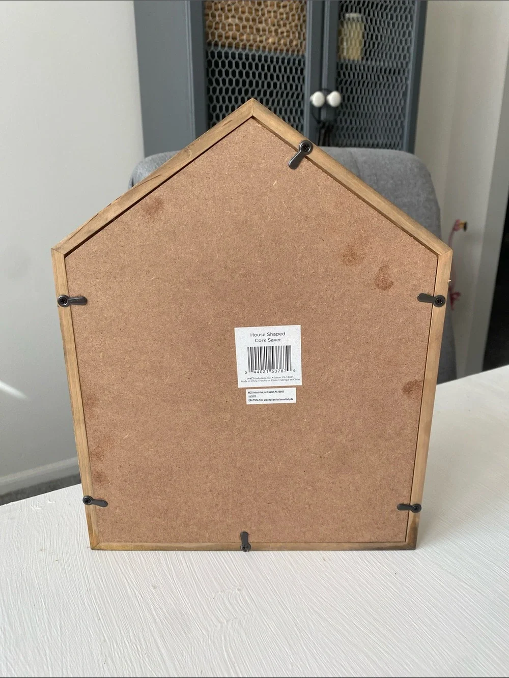 House-Shaped Wine Cork Display- Natural Wood 